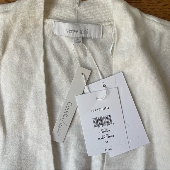 NEw Verve Ami Cuddle Luxe Open Cardigan Duster Black Combo Medium NWT - Picture 2 of 5